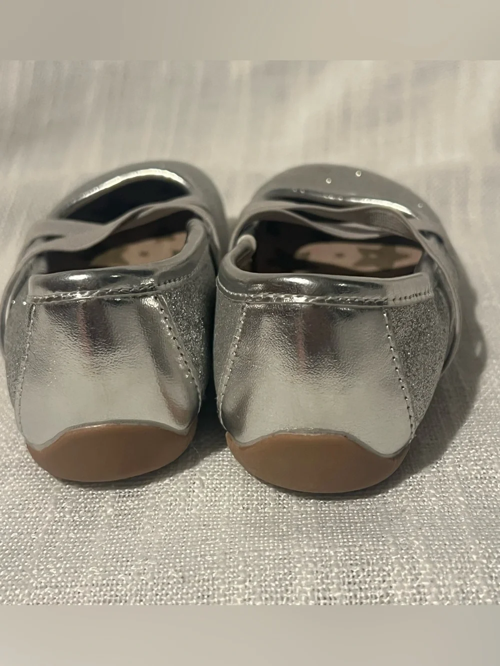 Livie & Luca Silver Glitter Cross-Strap Mary Janes